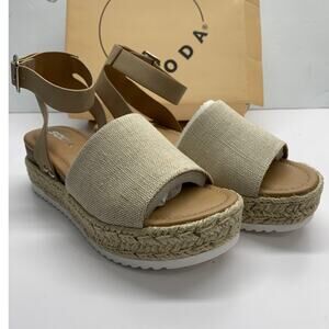 Espadrilles Ankle Strap Studded Platform Wedge Sandals Soda Sz 8 New